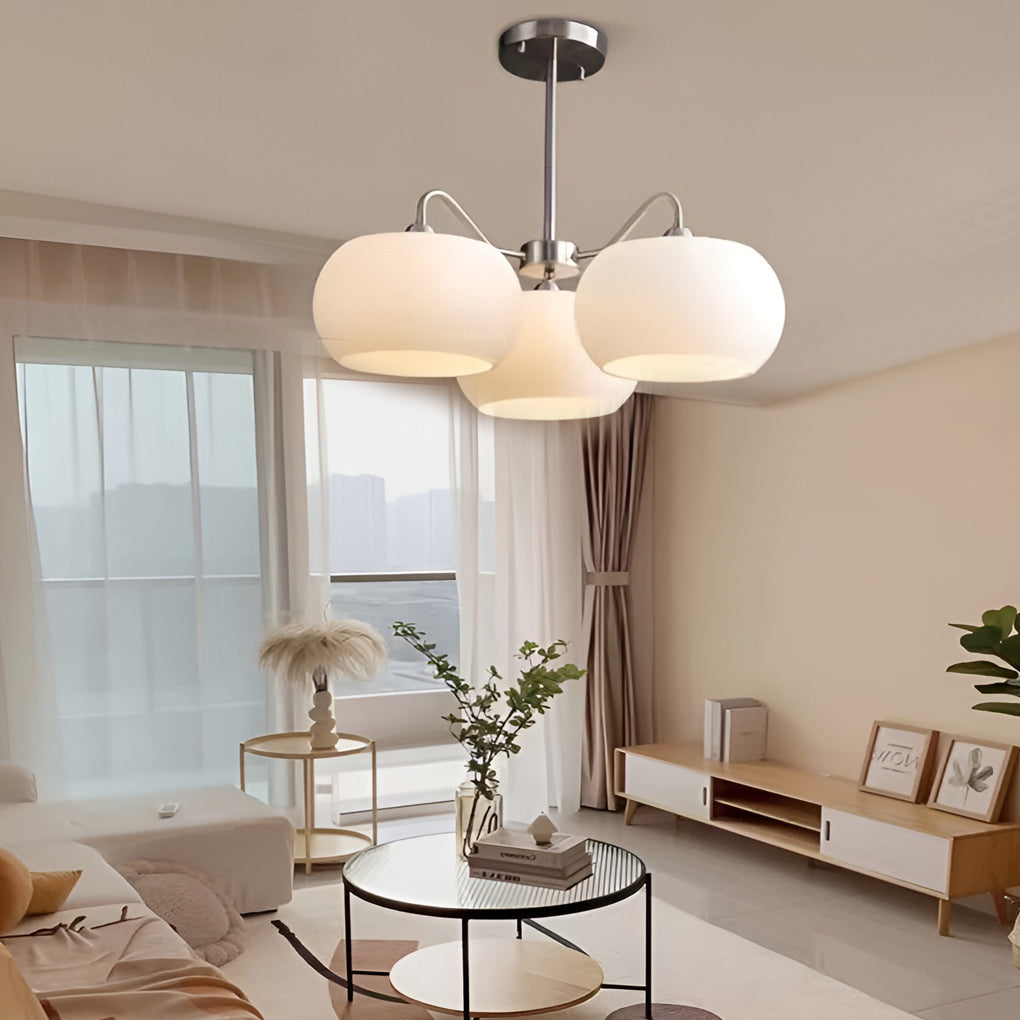 3 Lights Glass E27 White Vintage Chandelier Pendant Light Hanging Light Fixture