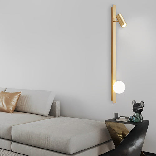 Black/Gold LED Linear Lights Three Step Dimming Wall Lamp with Adjustable Spotlight