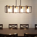 Wood Frame Creative Retro American Style Long Dining Room Chandeliers Design
