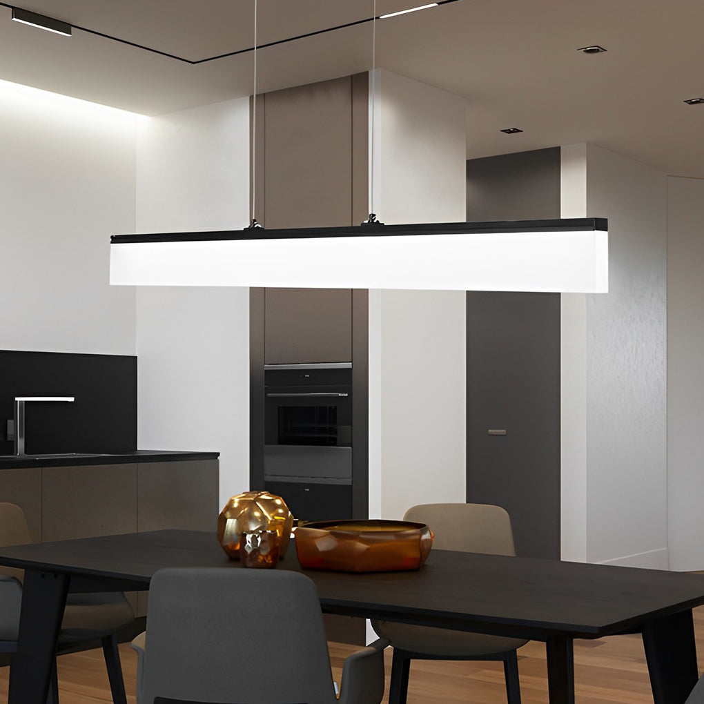 Minimalist Linear Strip Stepless Dimming LED Black Modern Chandelier Design