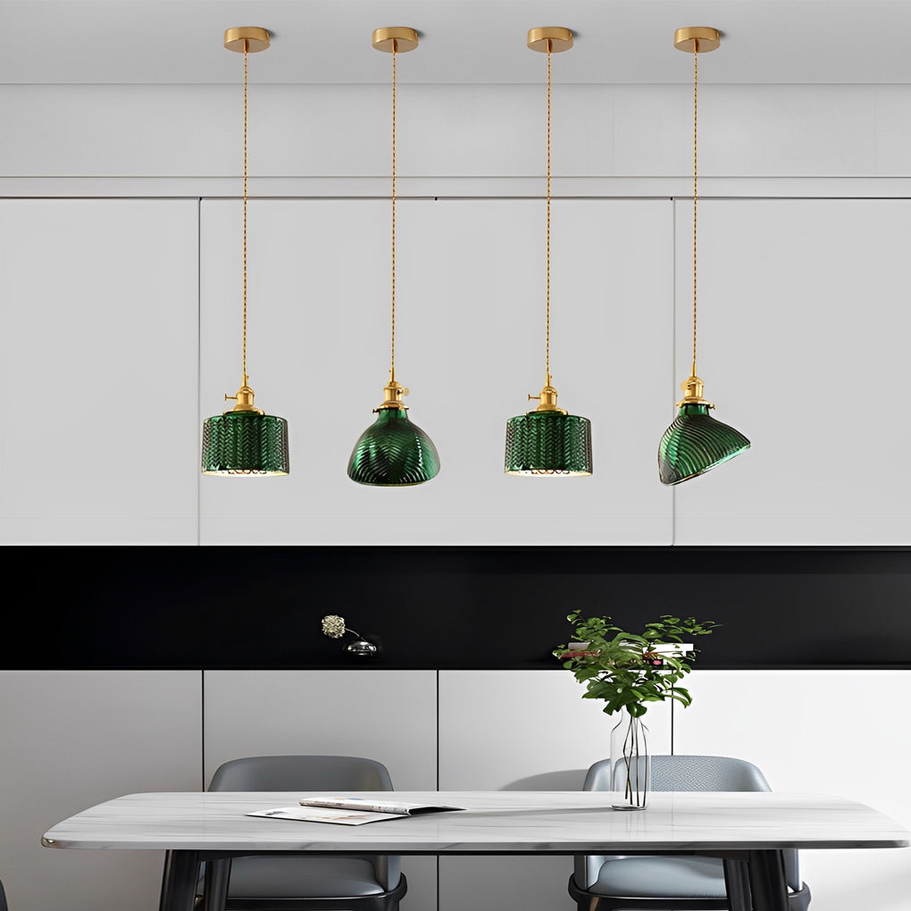 Creative Personality LED Copper Glass Green Retro Nordic Pendant Lightings