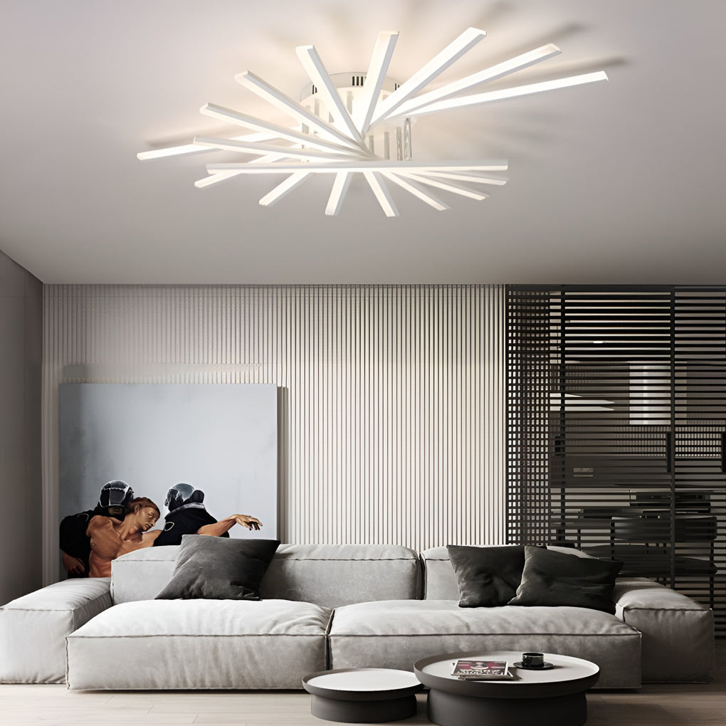 Creative Strip Stepless Dimming LED White Nordic Ceiling Lightings Chandelier