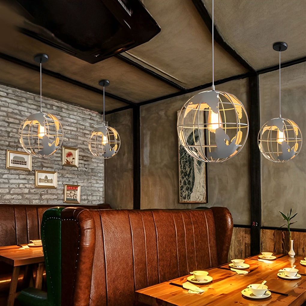 Creative Iron Globe Decorative Retro Industrial Style Chandelier Light Design