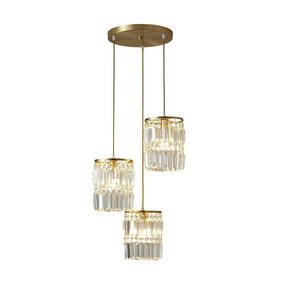 Cylindrical Crystal Shade Three Step Dimming Nordic Hanging Lights Fixture Design