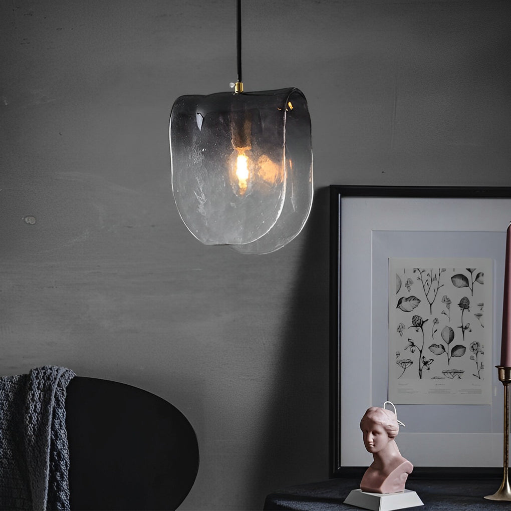 Gradient Smokey Gray Glass Post-Modern Small Chandelier Pendant Lightings