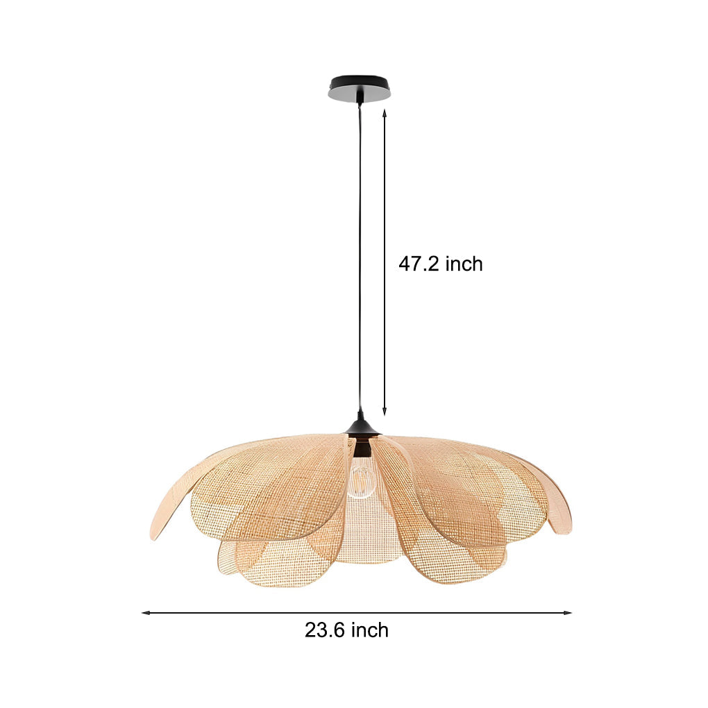 Creative Rattan Flower Petals Three Step Dimming Japanese Style Chandelier Design