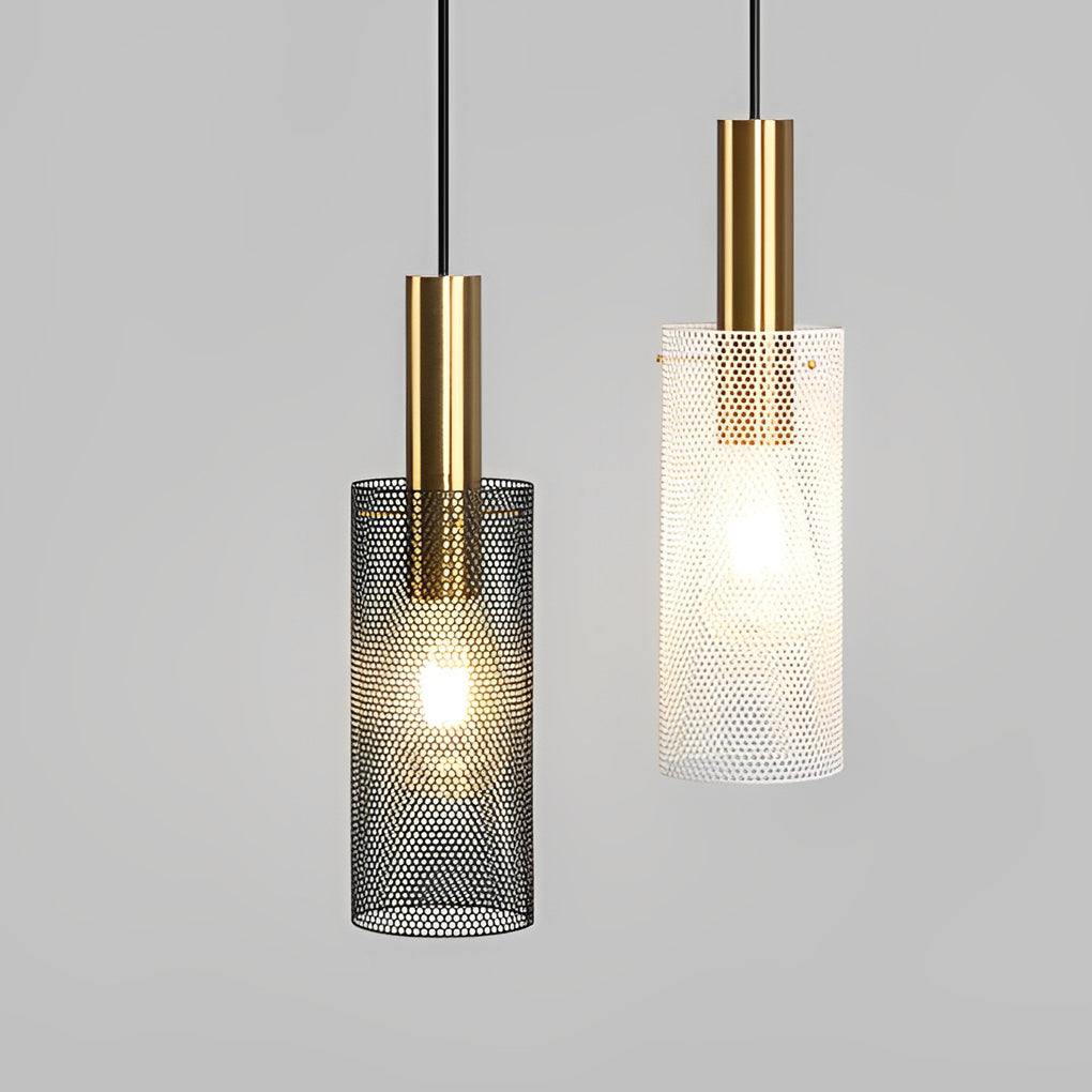 Cylindrical Minimalist Iron Grid Creative Modern Pendant Lightinging