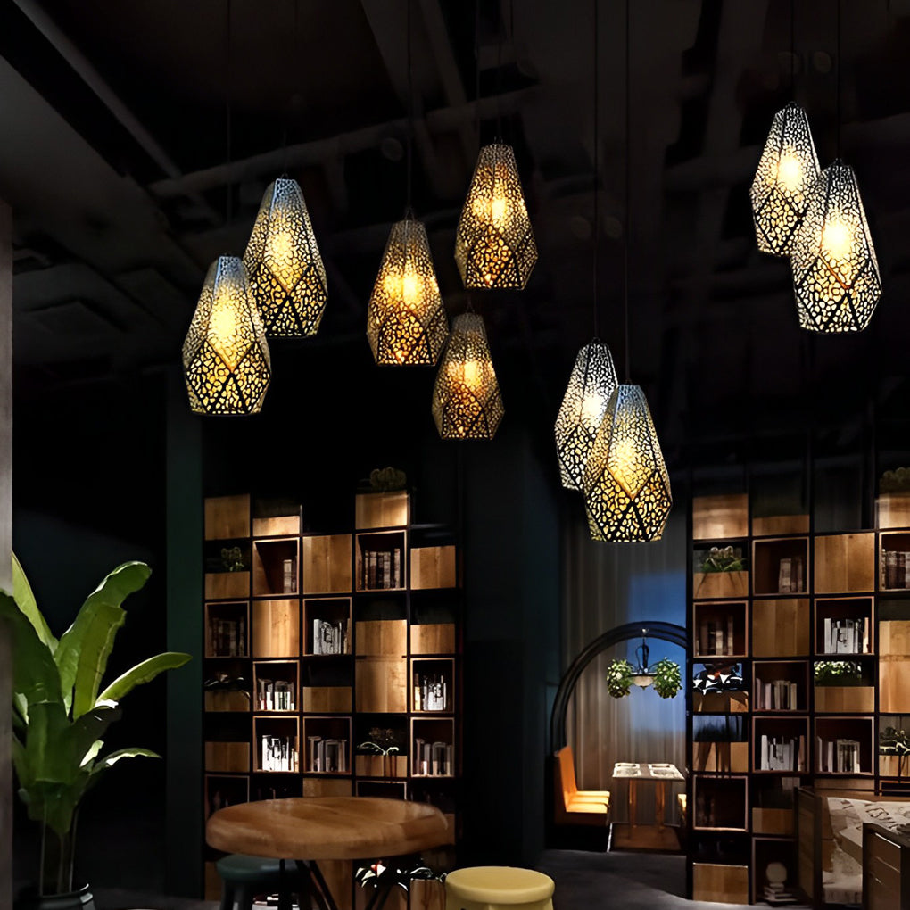Hollow Stainless Steel Gourd Electroplated Postmodern Chandelier Design