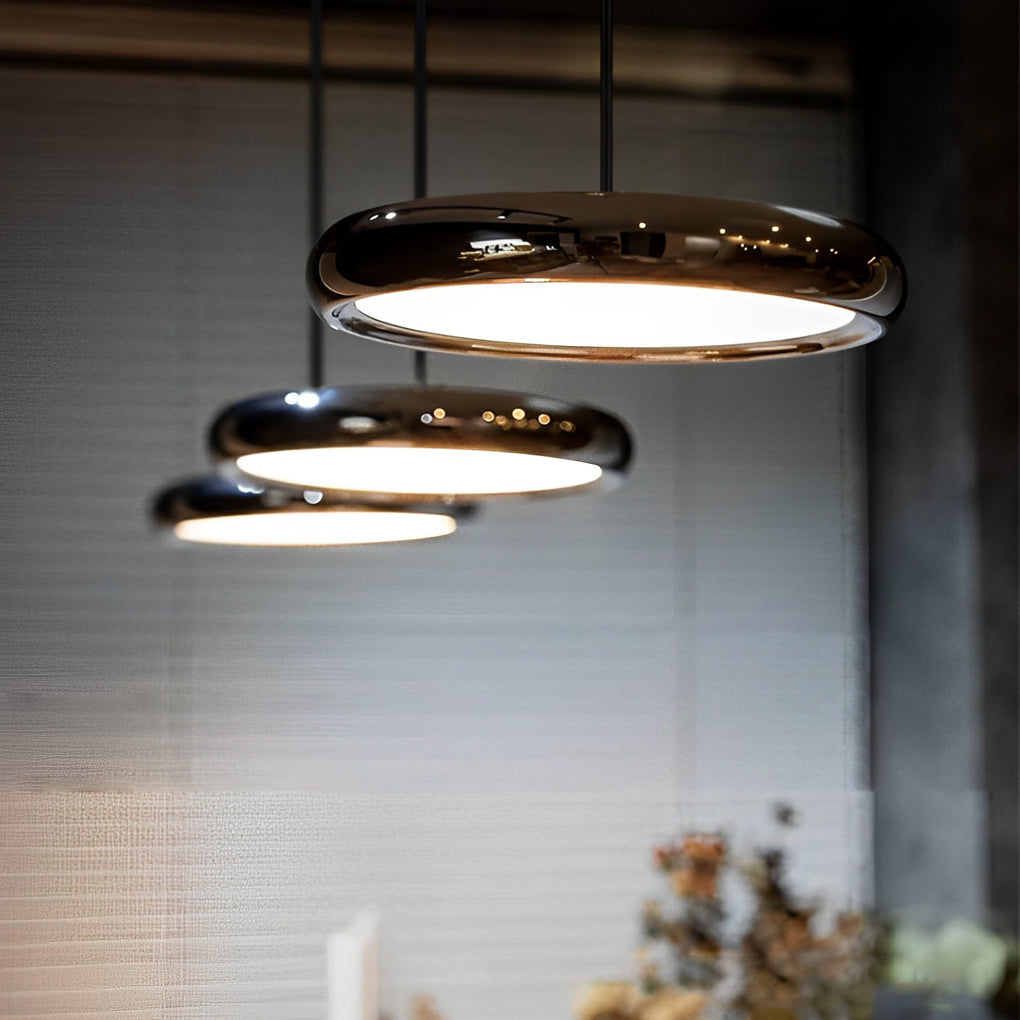 Minimalist Round Mirrored Aluminum Acrylic LED Modern Chandelier Light Design