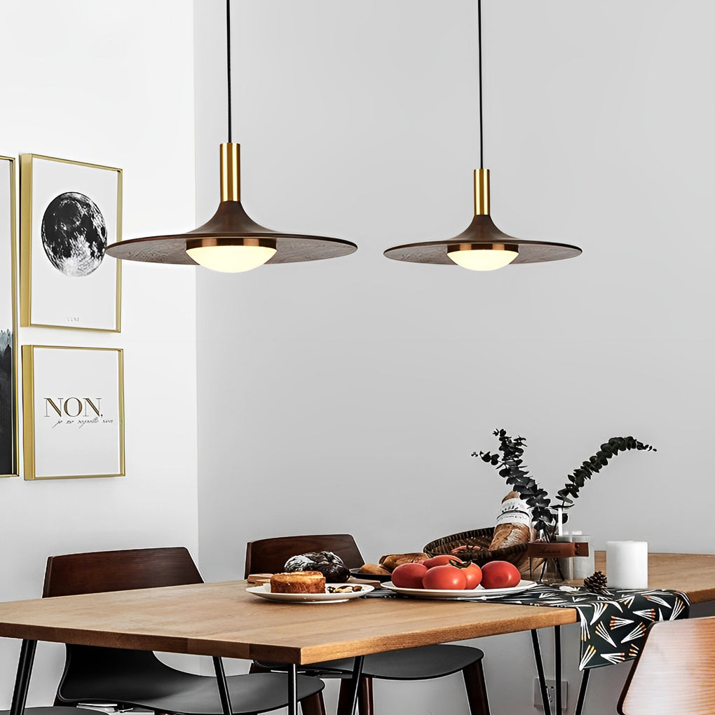 Creative Flying Saucer Shape Wood LED Nordic Chandelier Pendant Lightings