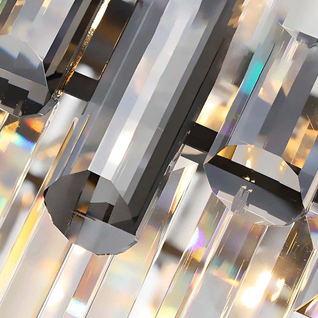 Long Rectangular Three Step Dimming LED Crystal Postmodern Chandelier Design