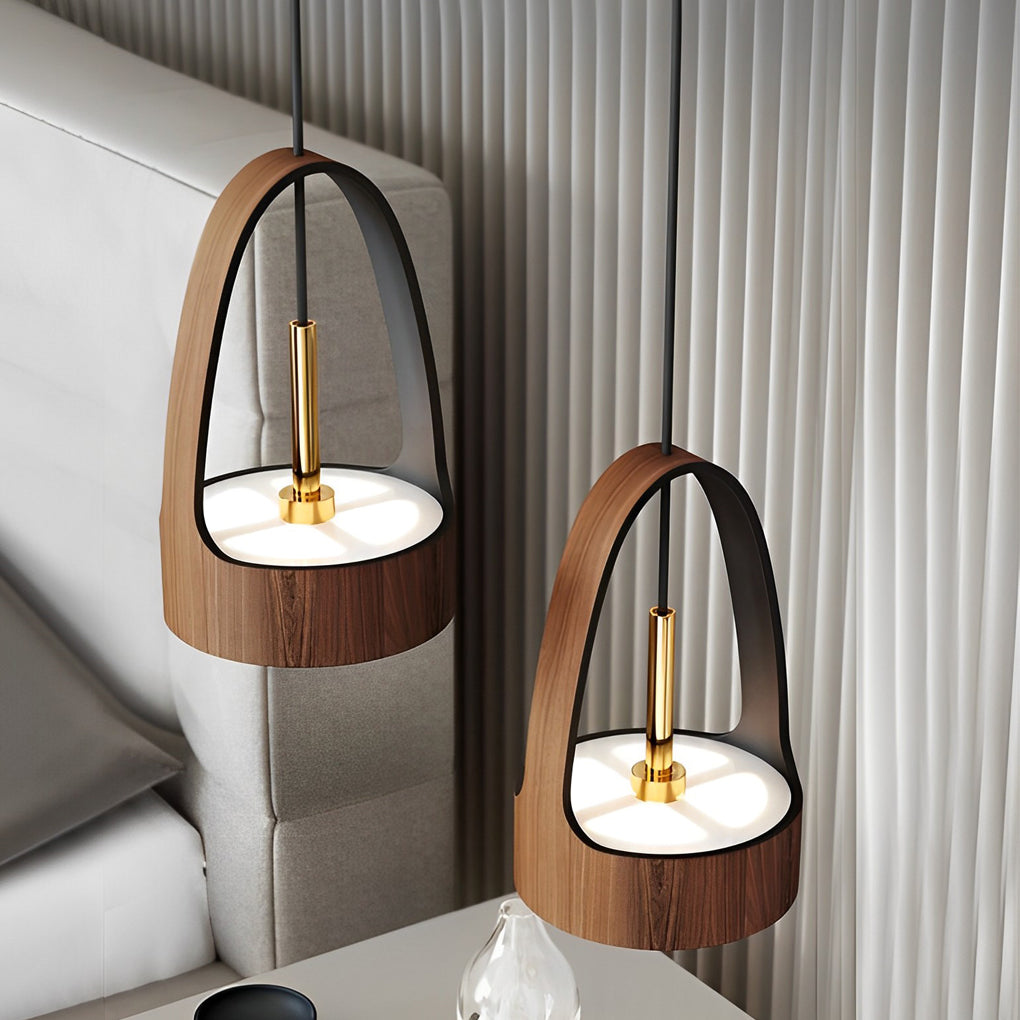Wood Texture Acrylic LED Creative Nordic Small Chandelier Pendant Light Fixture