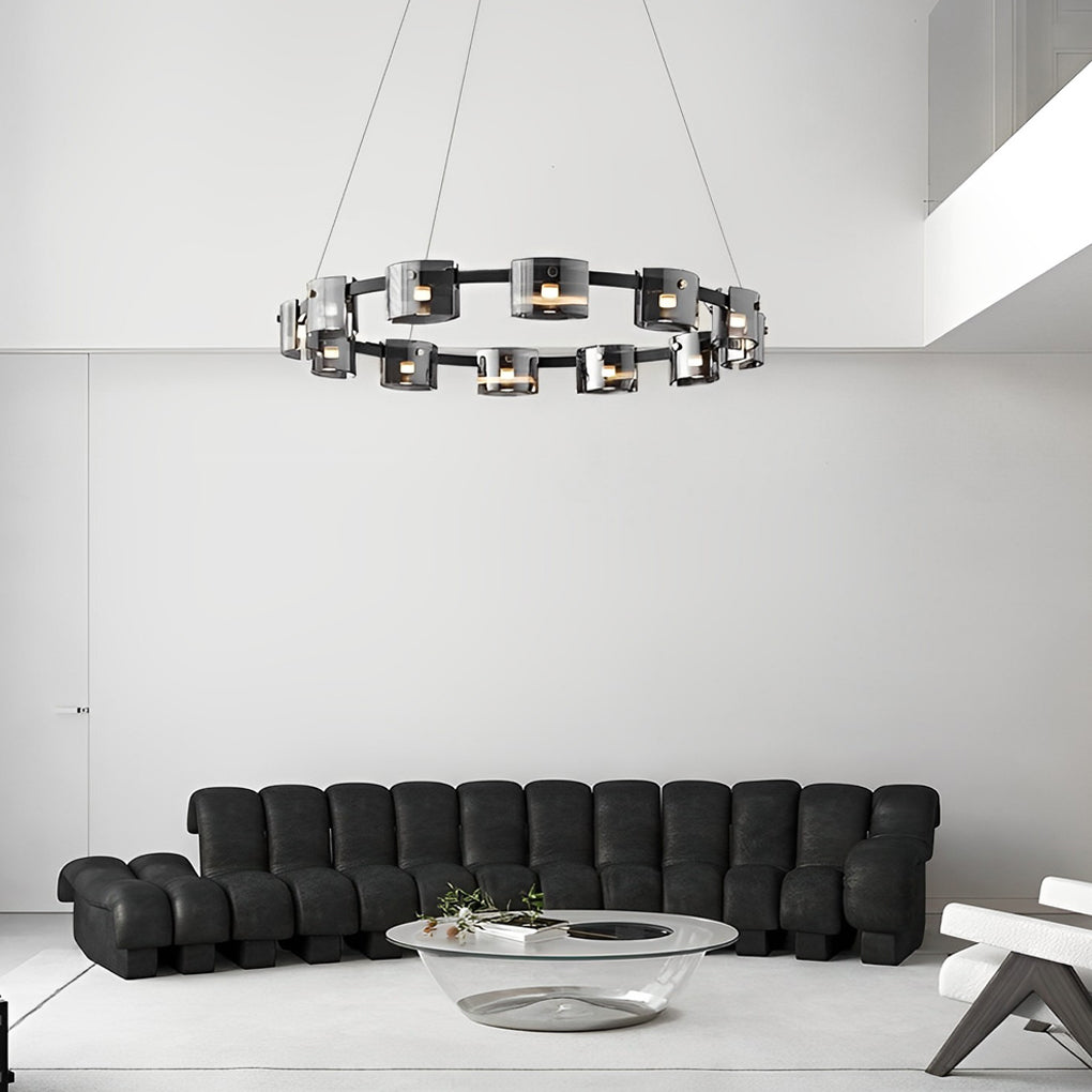 Circle Glass Stepless Dimming LED Brightness Memory Nordic Chandelier Design