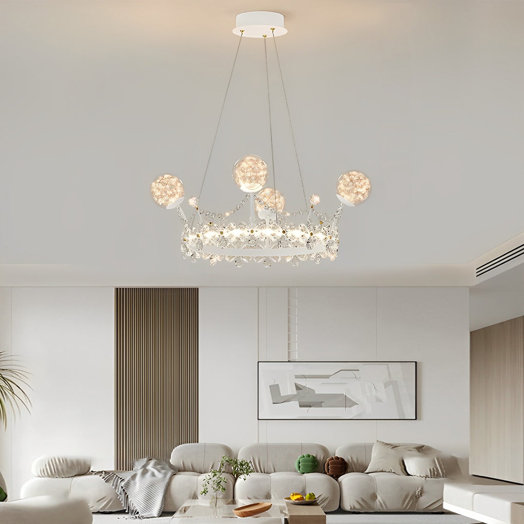 Flower Decor Crowns Crystal Glass Three Step Dimming Nordic Chandelier Design