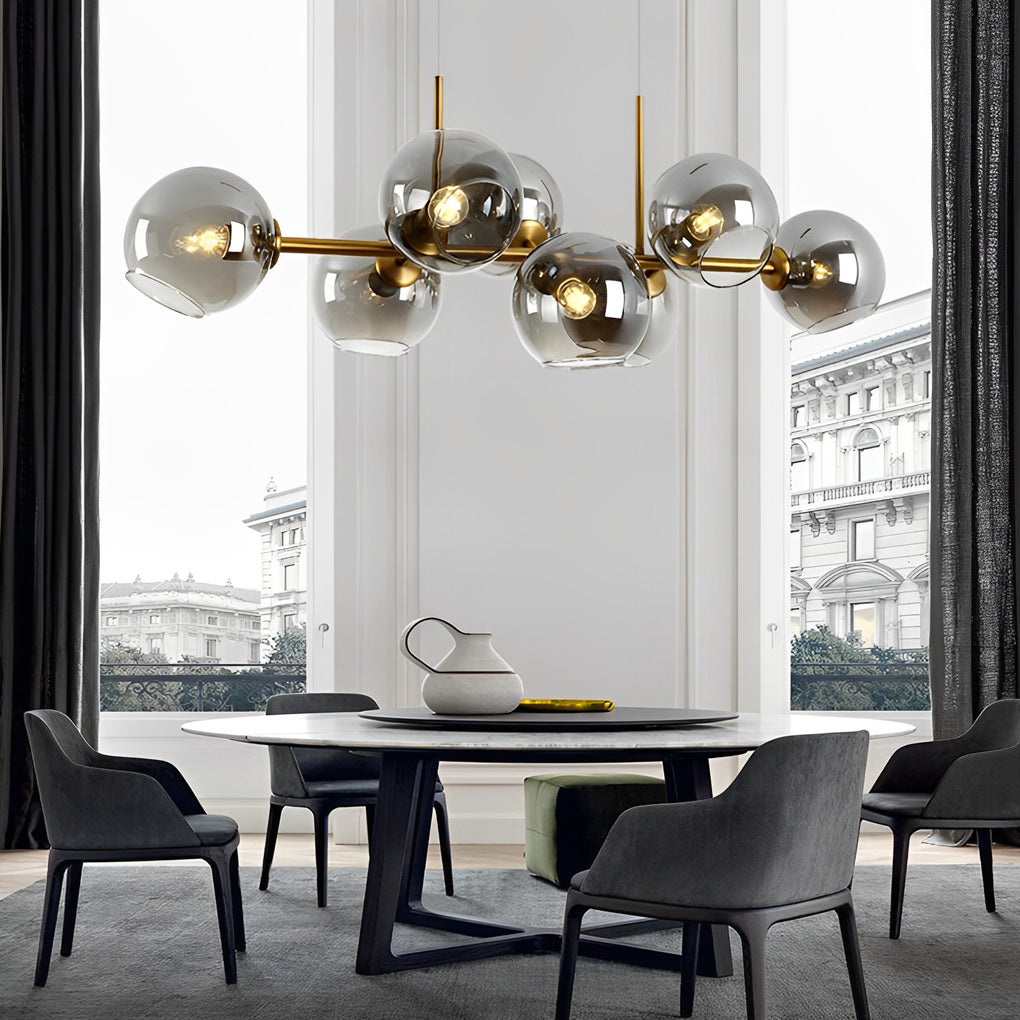 8 Lights Glass Shade LED Postmodern Chandelier Dining Room Light Fixtures Design