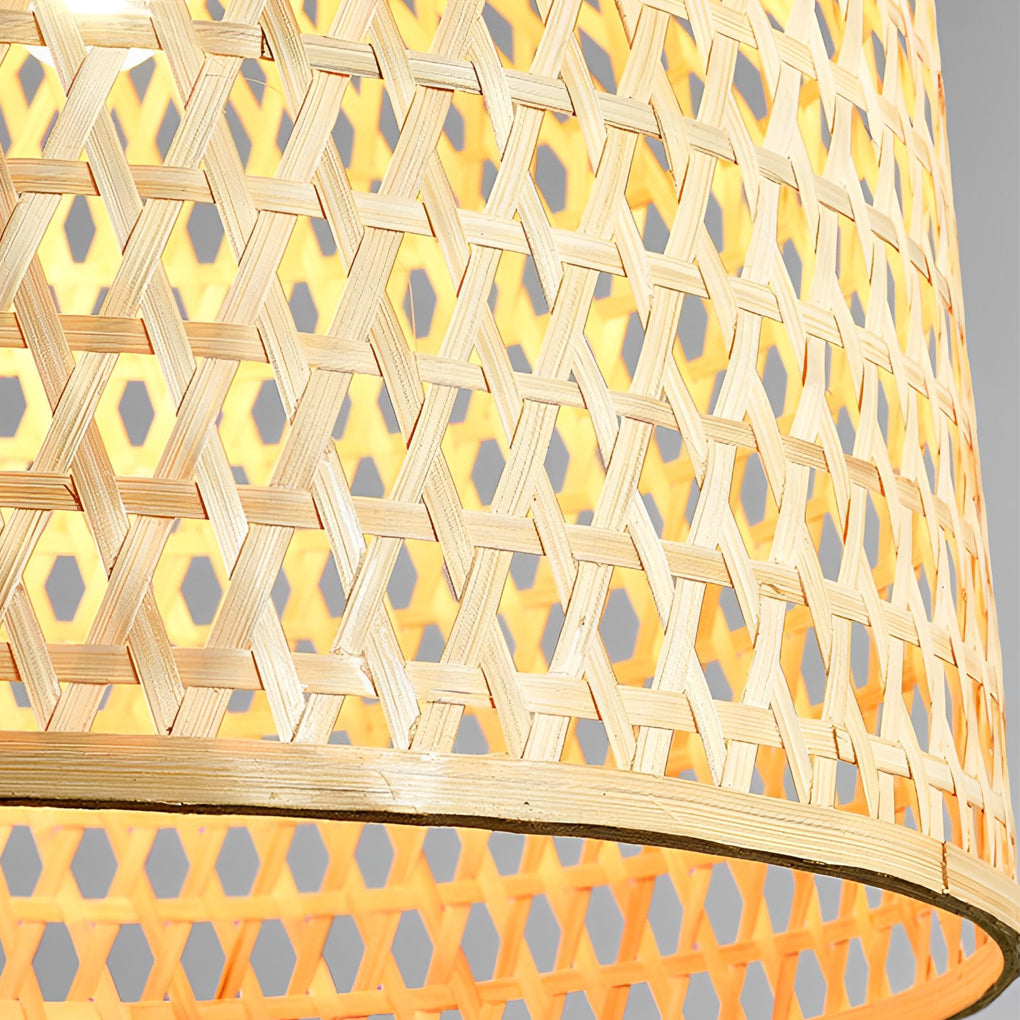Round Bamboo Hand Woven Pendant Lighting Nature Inspired Country Ceiling Light