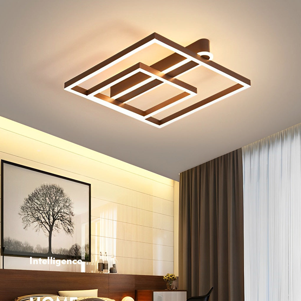 Square Double Frame Metal Aluminum Creative LED Nordic Ceiling Lighting Fixture