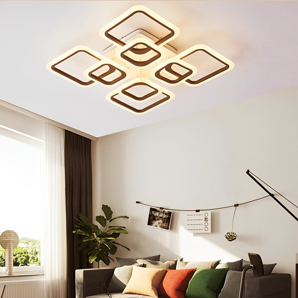 Square Creative Stepless Dimming with Remote Modern Ceiling Lighting Fixture
