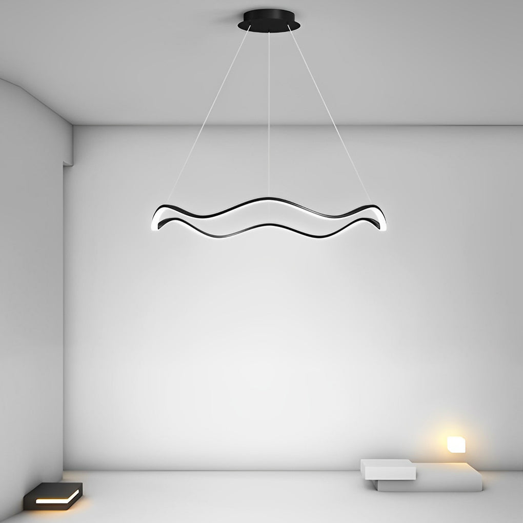 Circular Wavy LED Stepless Dimming Modern Chandelier Hanging Ceiling Light Fixture