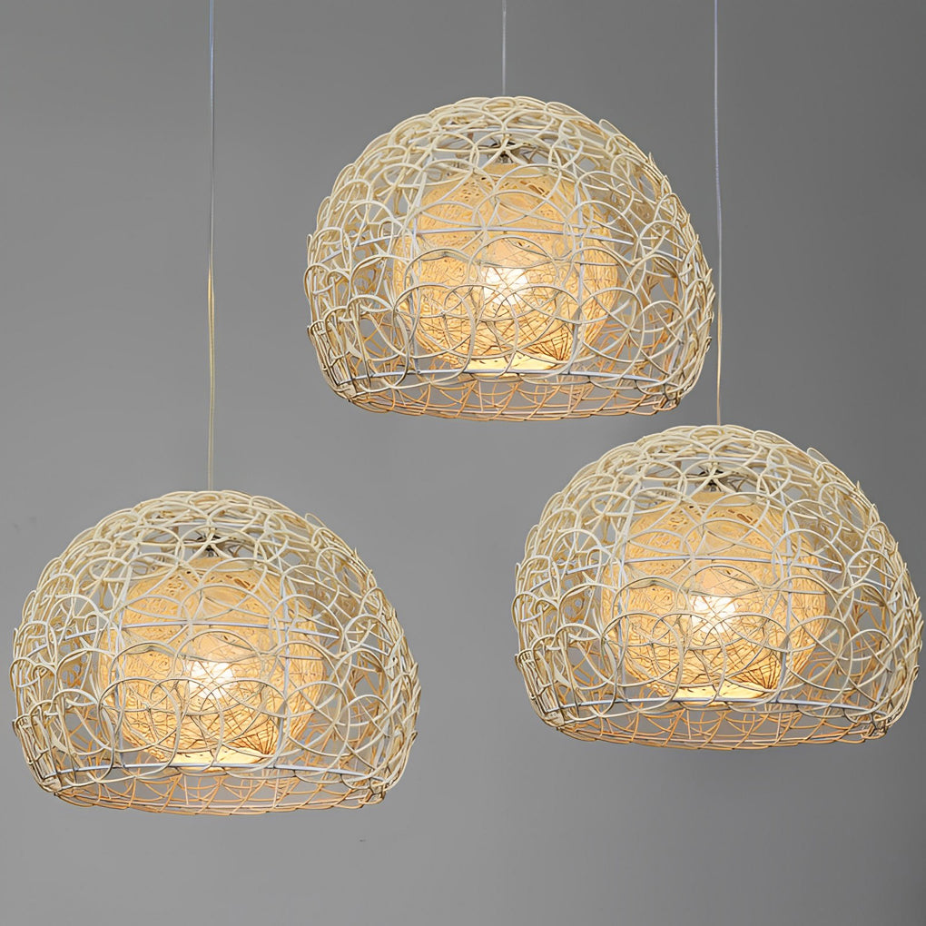 Round Double Layer Rattan Creative Ball Modern Chandelier Pendant Lighting