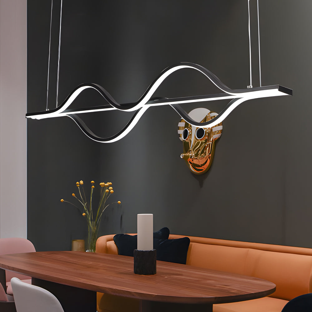 Simple Long Waves Lines 3 Step Dimming Modern Dining Room Chandeliers Design