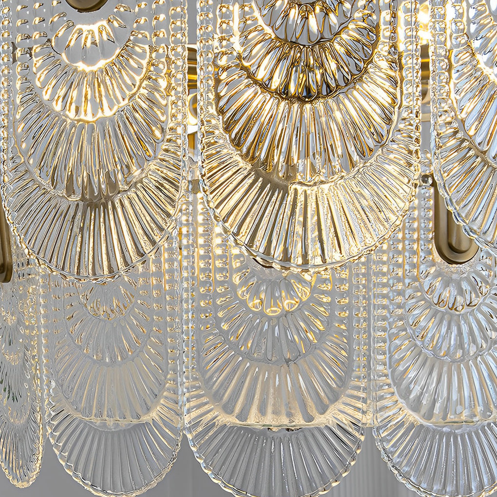 Round French Court Style Glass Three Step Dimming Modern Chandeliers Design