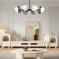 Round Electroplated Glass Piece Copper Black Modern Chandeliers Light - Dazuma