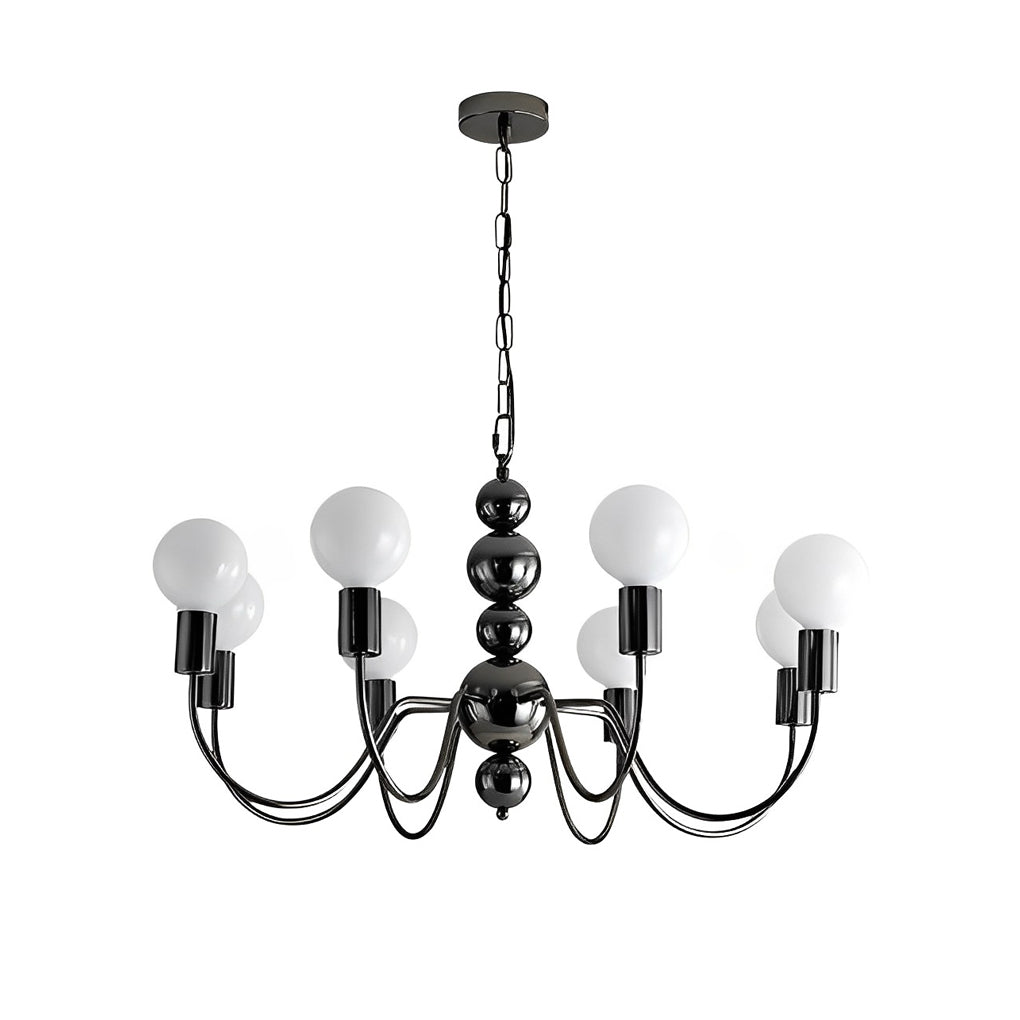 Iron Electroplating Glass Ball Shade Minimalist French Style Chandelier Design