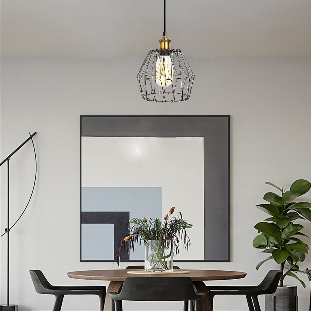 3 Lights Changeable Shape Iron Cage Retro Industrial Style Chandelier Design