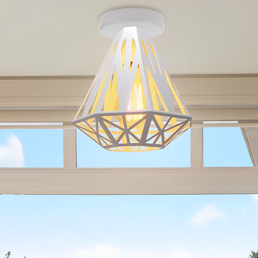 Retro Personality Iron Cage LED American Style Ceiling Lighting Fixture