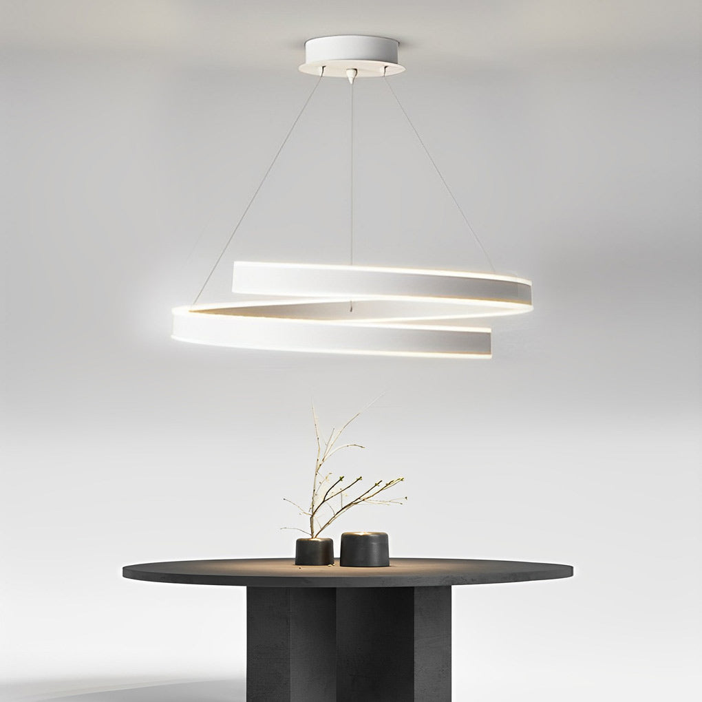 Rotating Ring Creative Three Step Dimming LED White Nordic Chandelier Design
