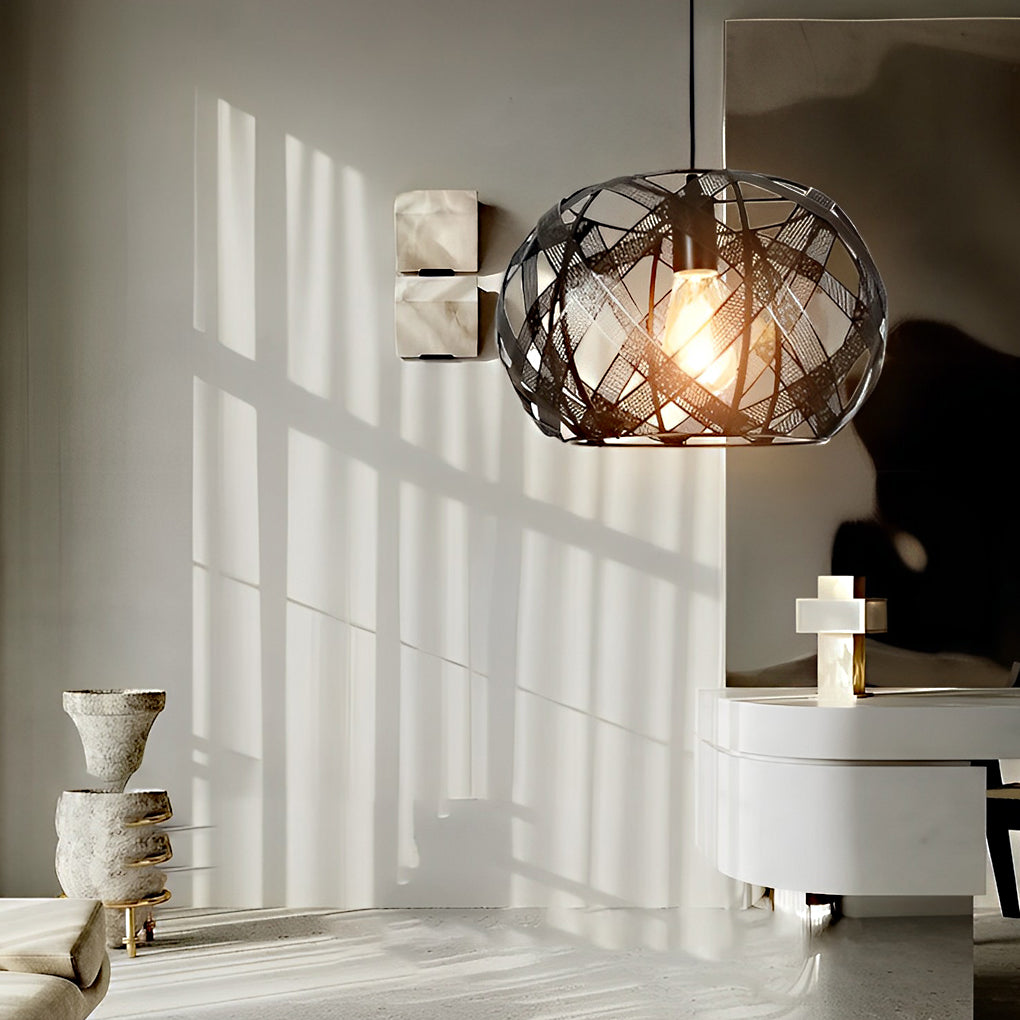 Retro Geometric Iron Mesh Black Industrial Style Chandelier Pendant Light Fixture