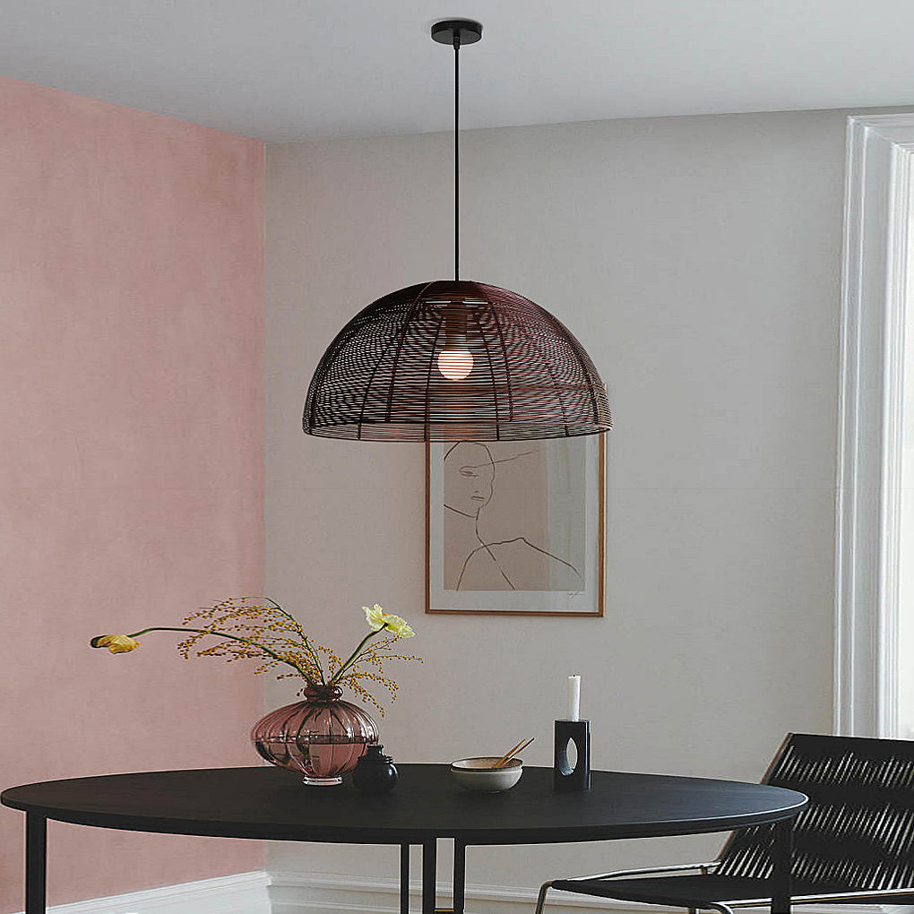 Semicircular Metal Weaving Craft Japanese Style Dining Room Chandelier Design