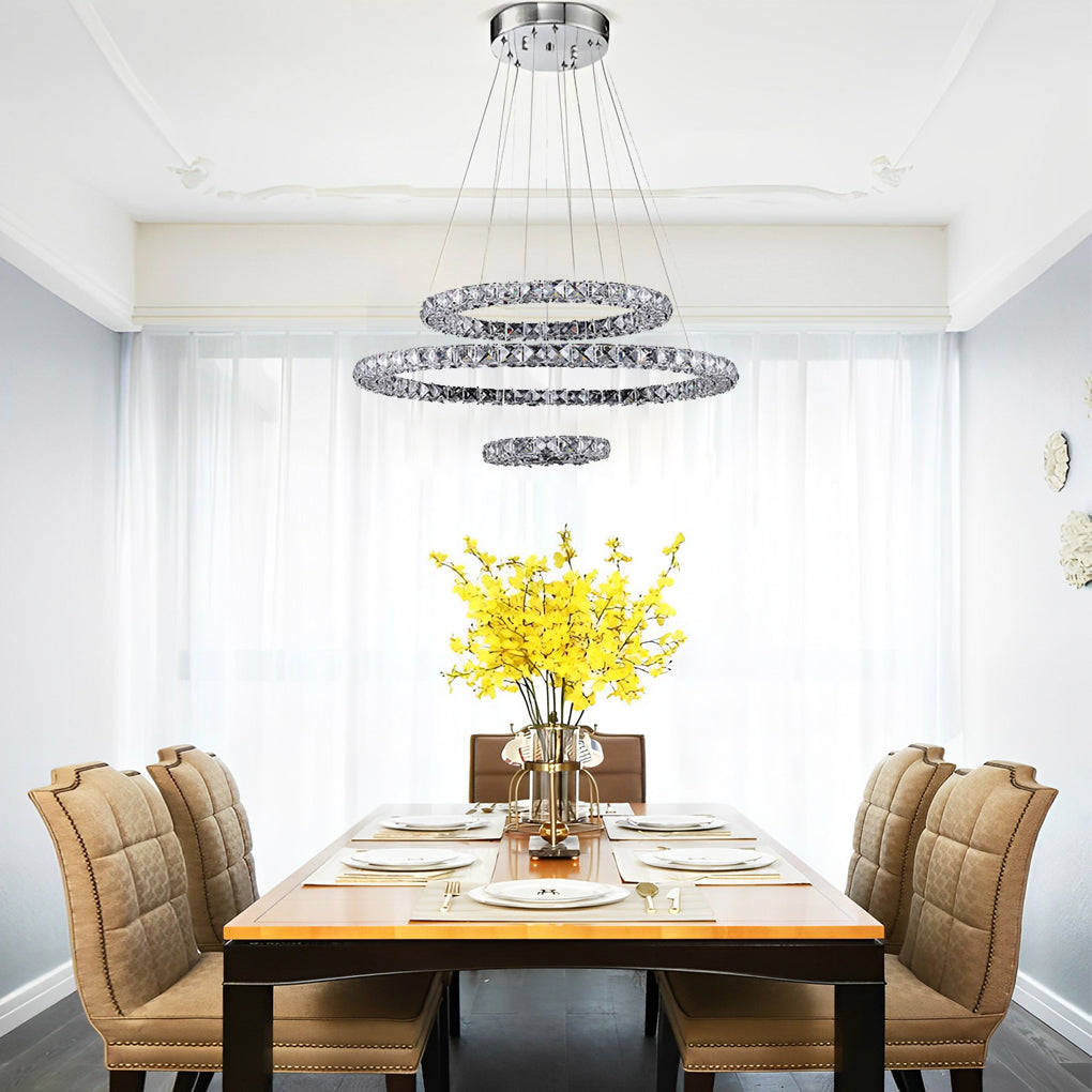 Luxury Crystal LED Chandelier 3-Tier Geometric or Stacked LED Pendant light Design
