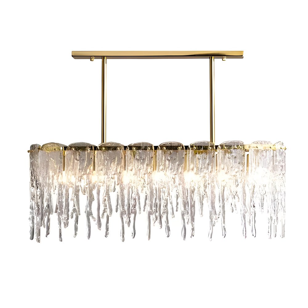 7/10 - Light Luxury Glass Decor Icicles Droplet Crystal Chandelier, 3 - Step Dimming