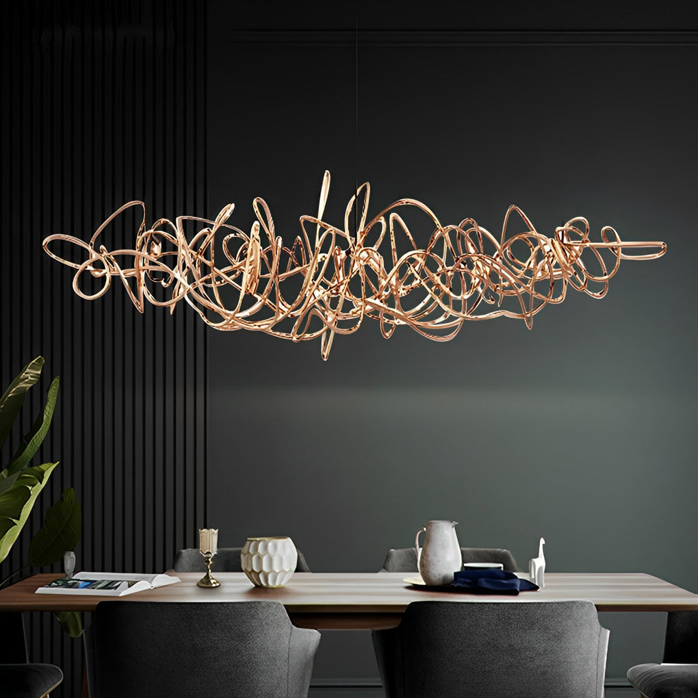 Irregular Creative Electroplate Hardware LED Postmodern Chandelier Design