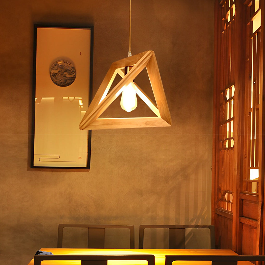 Creative Wood Frame Geometric Art Minimalist Nordic Pendant Lightings