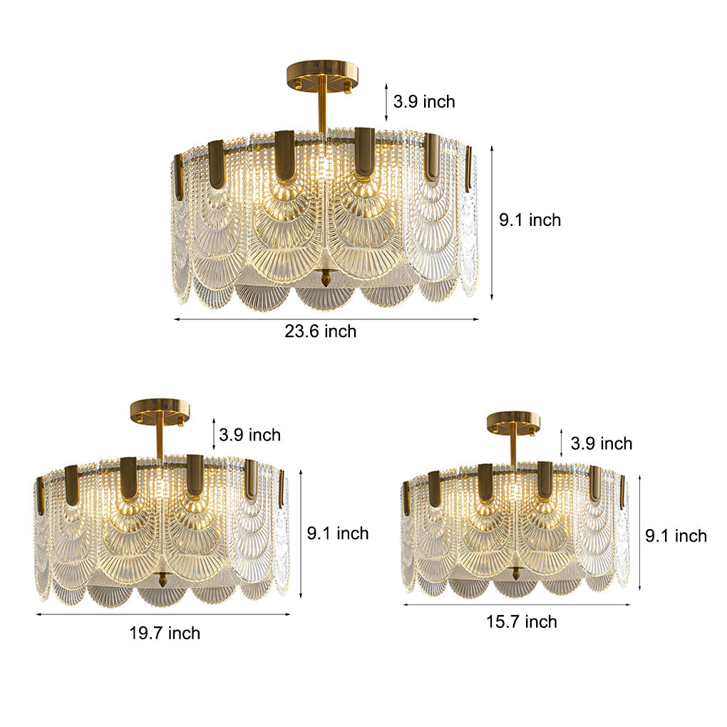 Round French Court Style Glass Three Step Dimming Modern Chandeliers Design