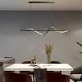 Minimalist Strip Waves Creative LED Copper Modern Dining Room Chandelier - Dazuma