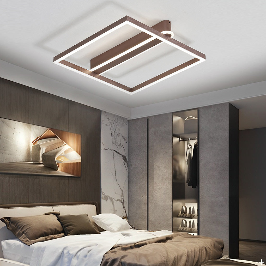 Square Double Frame Metal Aluminum Creative LED Nordic Ceiling Lighting Fixture