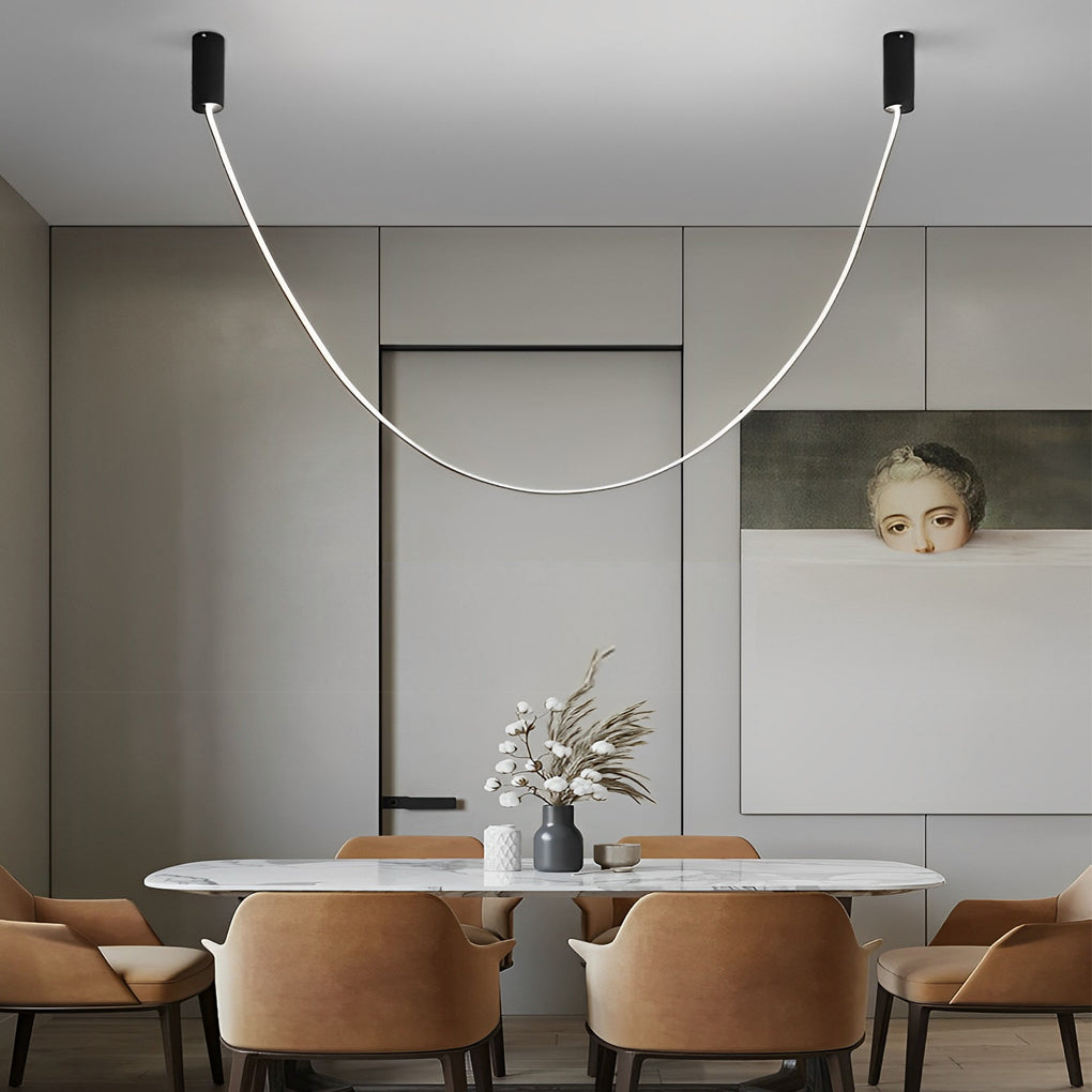 Flexible Long Art Leather Belts Minimalist Duplex Staircase Chandelier Design