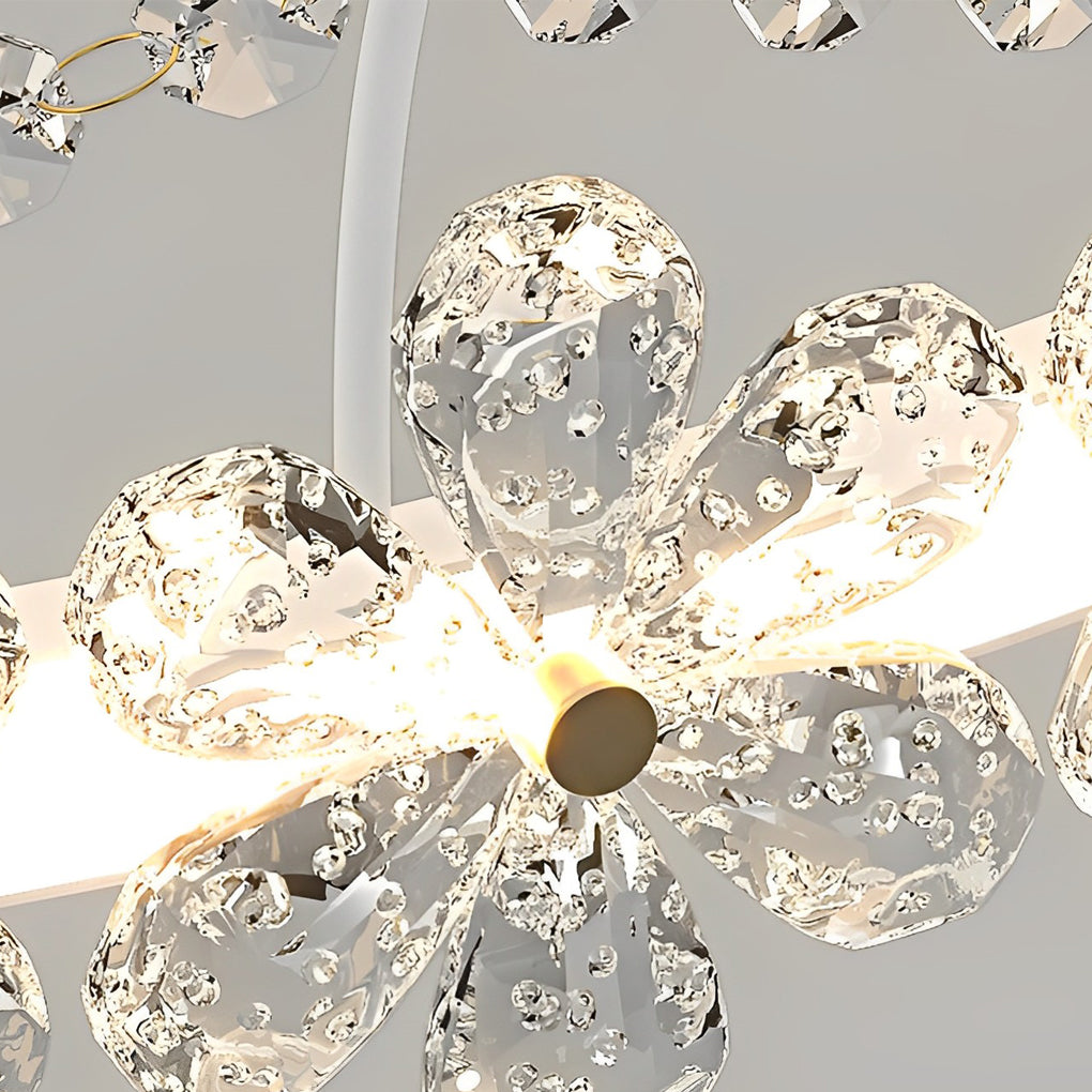 Flower Decor Crowns Crystal Glass Three Step Dimming Nordic Chandelier Design