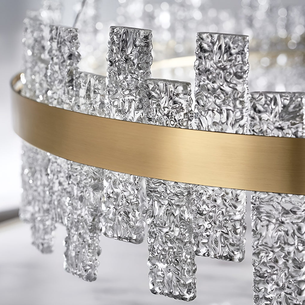 Round Dimming LED Glass Modern Crystal Chandelier Hanging Light Fixture Pendant Light
