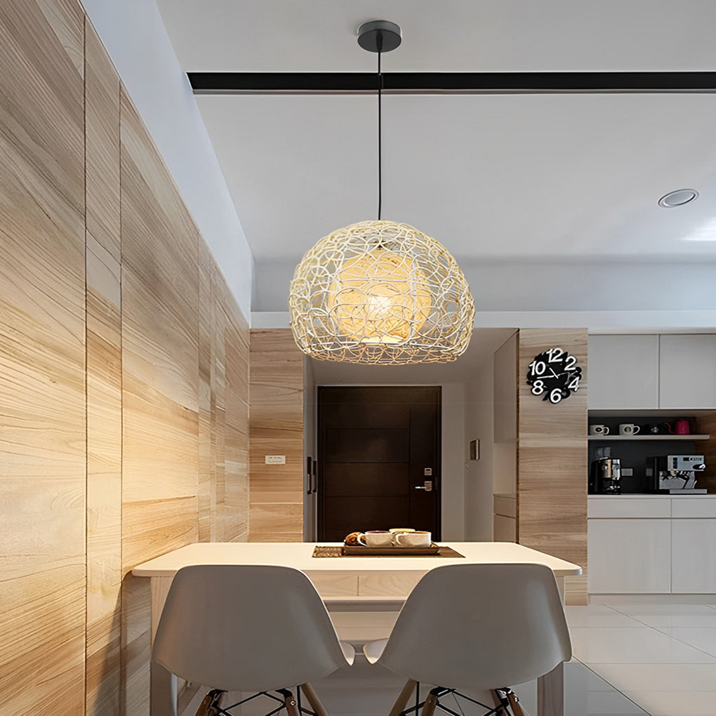 Round Double Layer Rattan Creative Ball Modern Chandelier Pendant Lighting