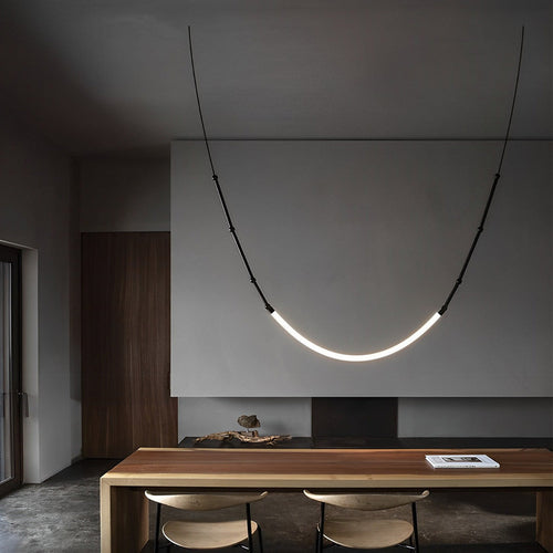 Adjustable Minimalist Line Bamboo Knots Modern Staircase Chandelier Design