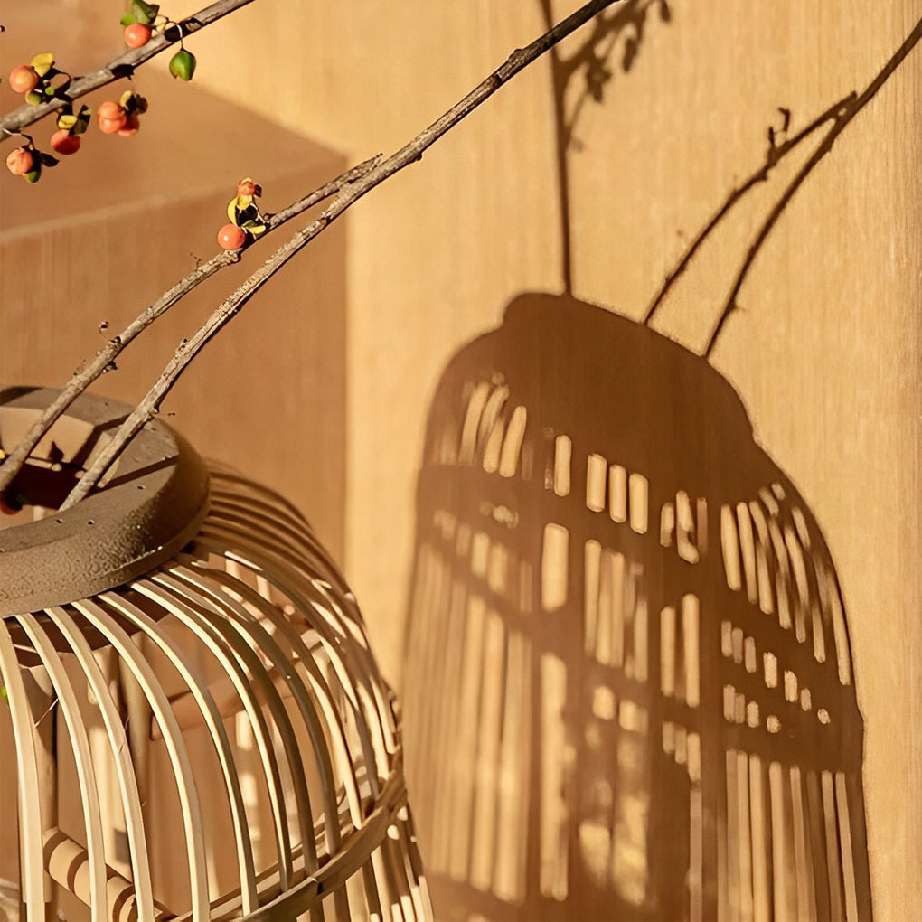 Handmade Rattan Lantern Shape Minimalist Japanese Style Pendant Lightings