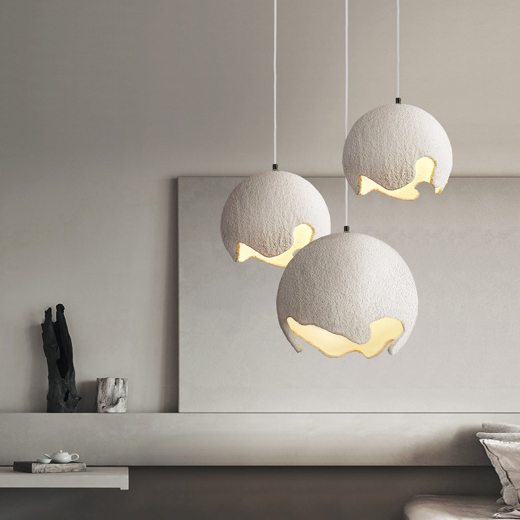 Irregular Ball Creative Ins Creamy White Japanese Style Chandelier Light Design