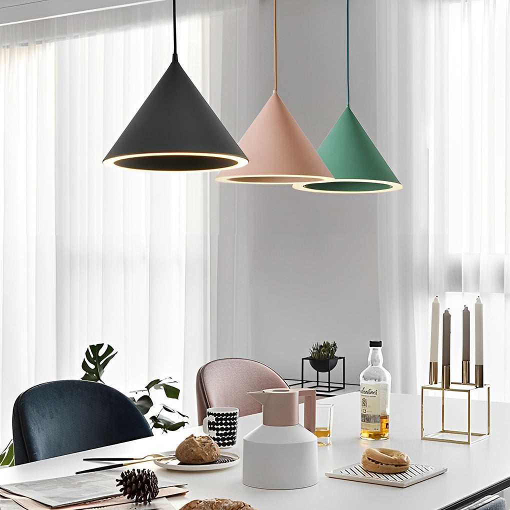 Cone Shaped Pendant Lights LED Macaron Color Ceiling Light