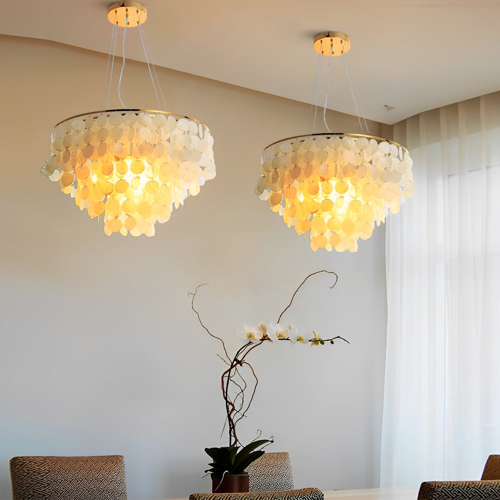 Round Shells Pieces Electroplated Iron LED Nordic Chandelier Pendant Lightings