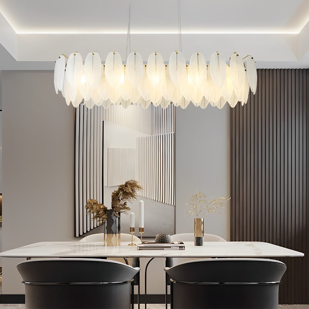 Glass Feathers Three Step Dimming Post-Modern Chandelier Dining Room Light Design